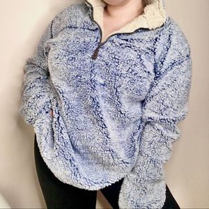 Sherpa pullover quarter zip sweater